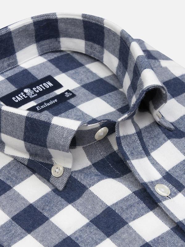 Barkley navy check flannel shirt - Button down collar