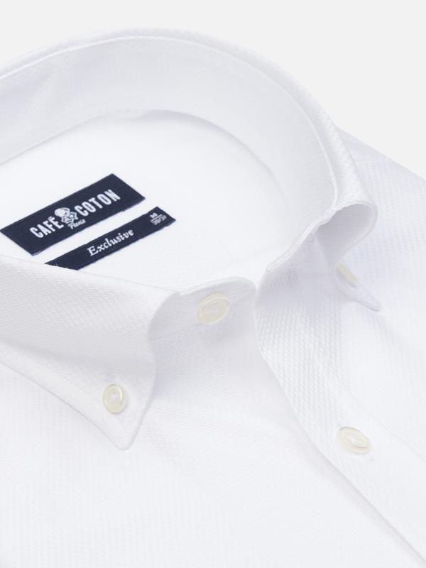 Brien white twill shirt - Button down collar