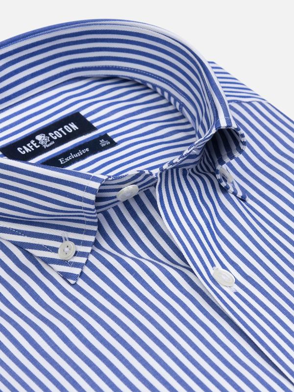 Clive navy stripe shirt - Button Down Collar