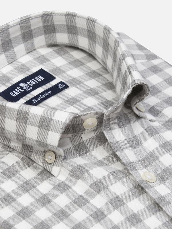 Danny grey check flannel shirt - Button down collar