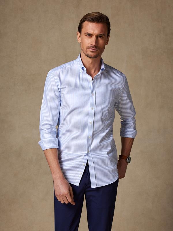Liam sky blue stripe shirt - Button Down Collar