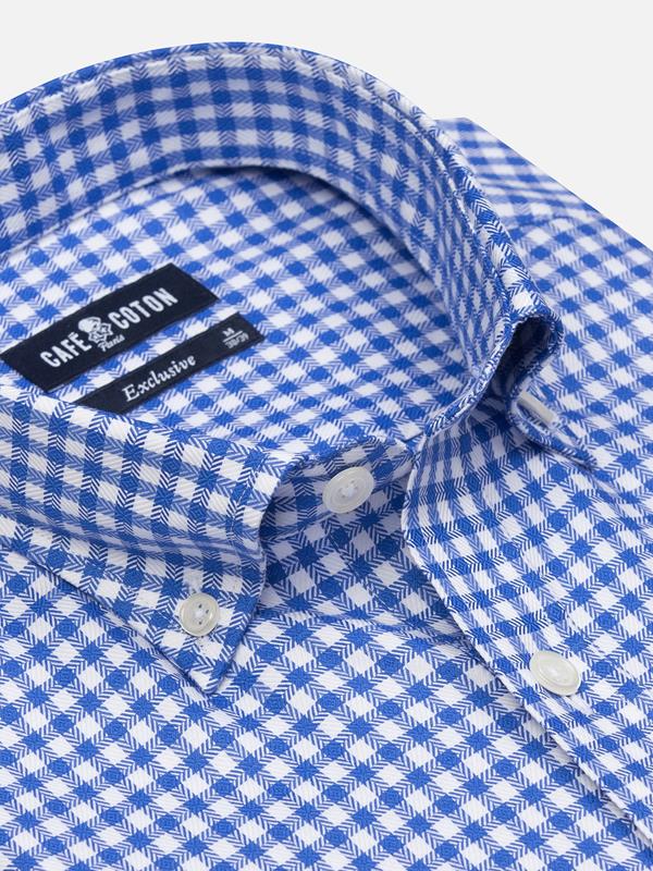 Lucas Blue Check Shirt - Button down collar