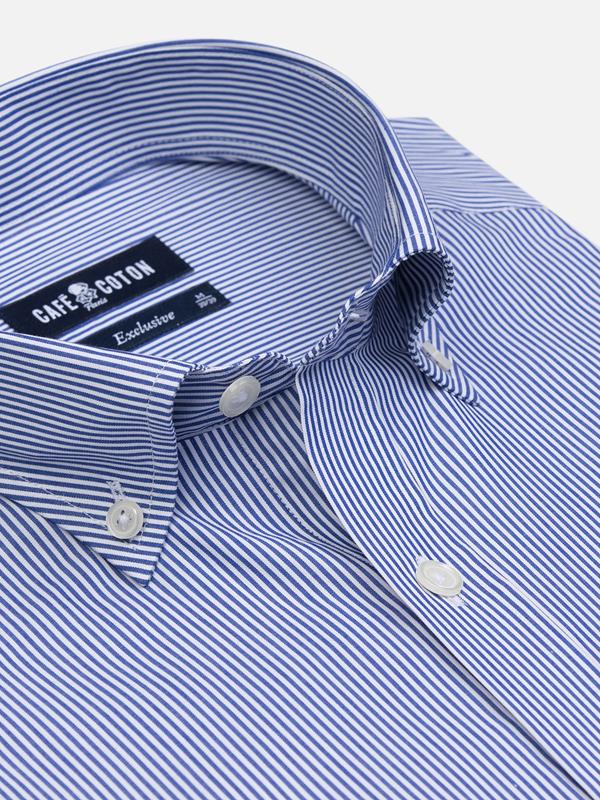 Menthon navy blue striped shirt - Button-down collar