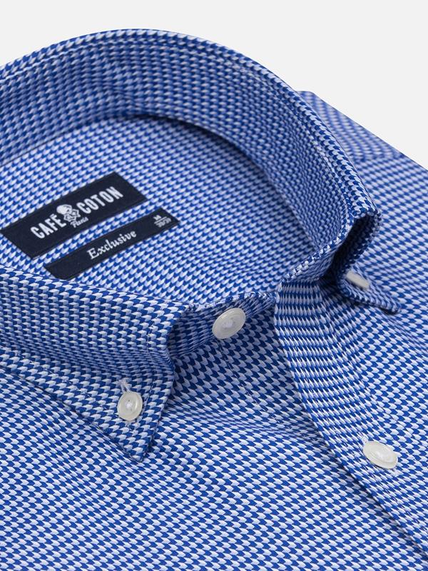 Morris shirt in blue twill  - Button down collar