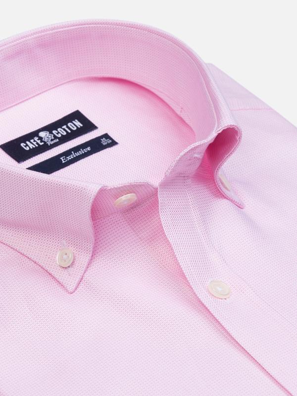 Pink braided shirt - Button-down collar