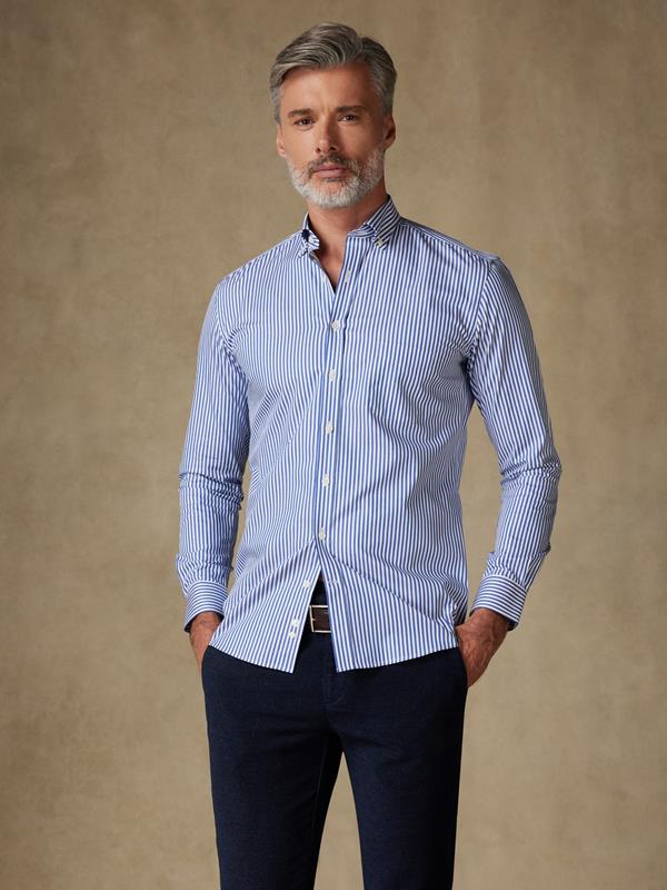Nick Navy Stripe Shirt  - Button down collar