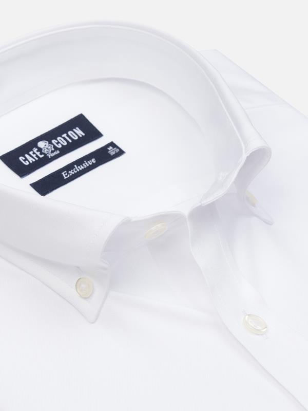 White Pin Point Shirt - Button down collar