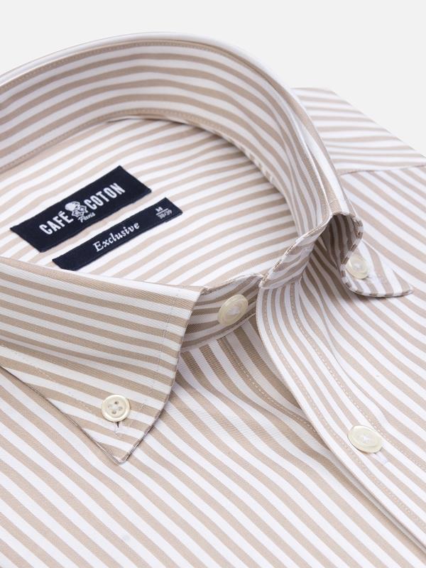 Buton down collar Barry stripe slim fit shirt - Off white