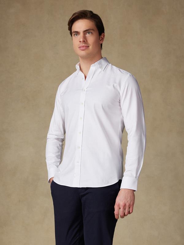 Camicia slim fit bianca spigata - Con buttoncini