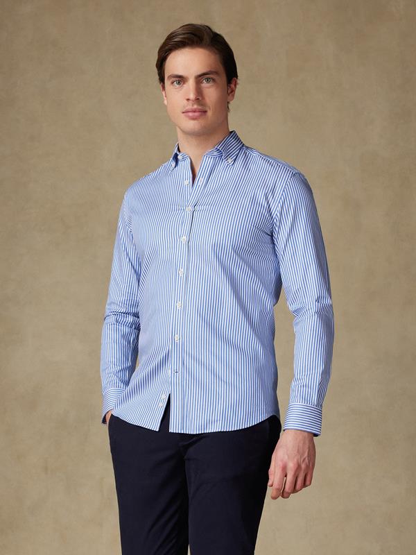 Buton down collar Colin stripe slim fit shirt - Blue