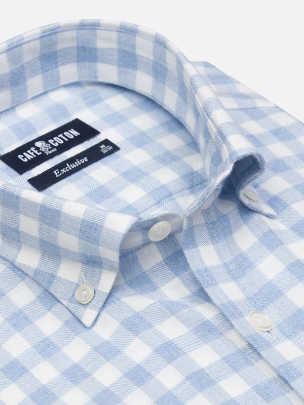Danny Sky Check Flannel slim fit shirt  - Button down collar