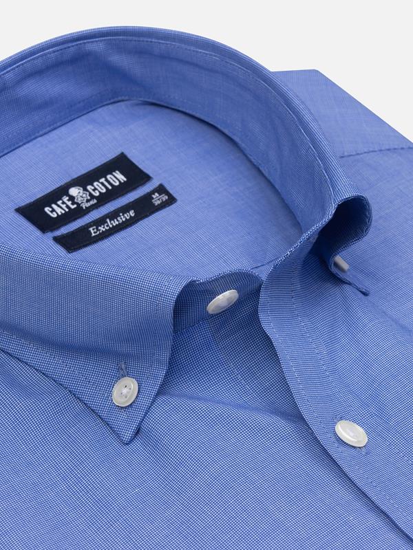 Daria blue poplin slim fit shirt - Button down collar