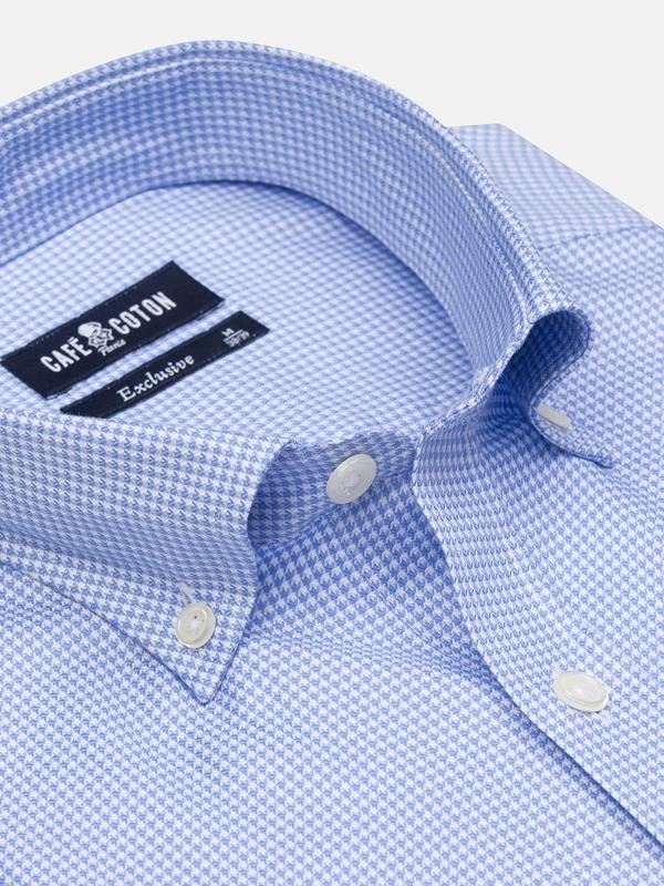 Landry sky gingham slim fit shirt  - Button down collar