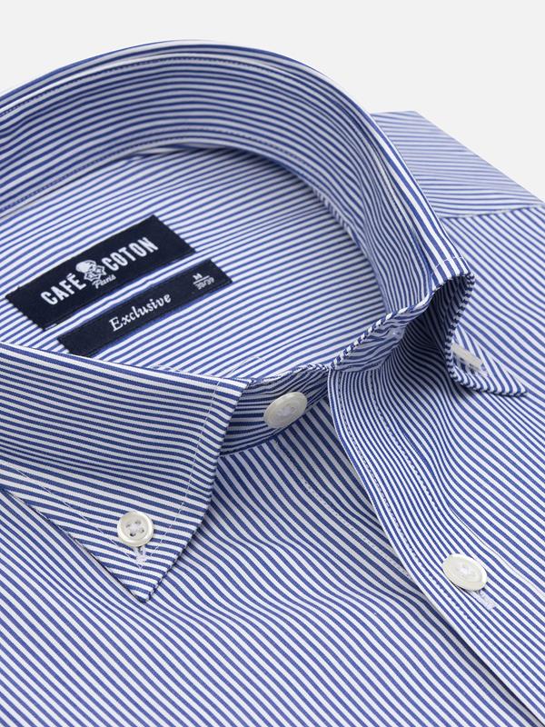 Menthon navy stripes slim fit shirt - Button down collar