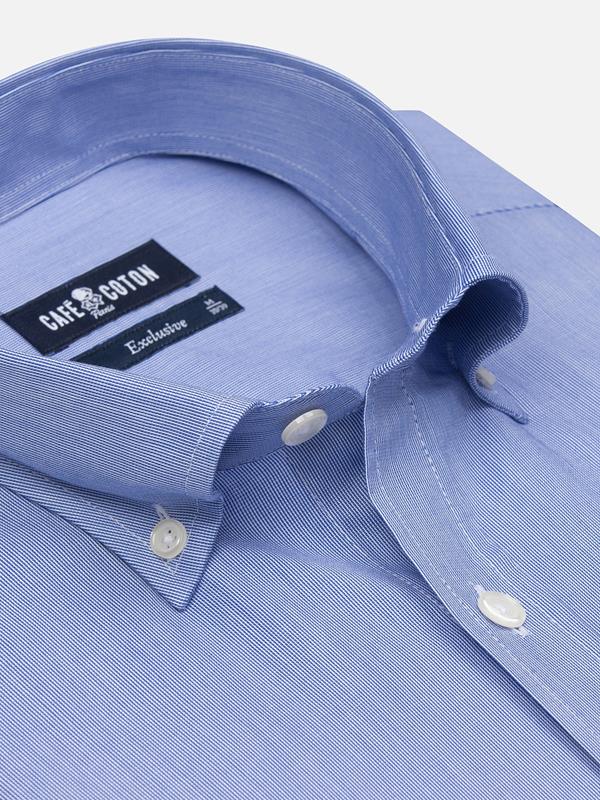 Duizend Strepen Blauw Slim fit overhemd - Button-down kraag