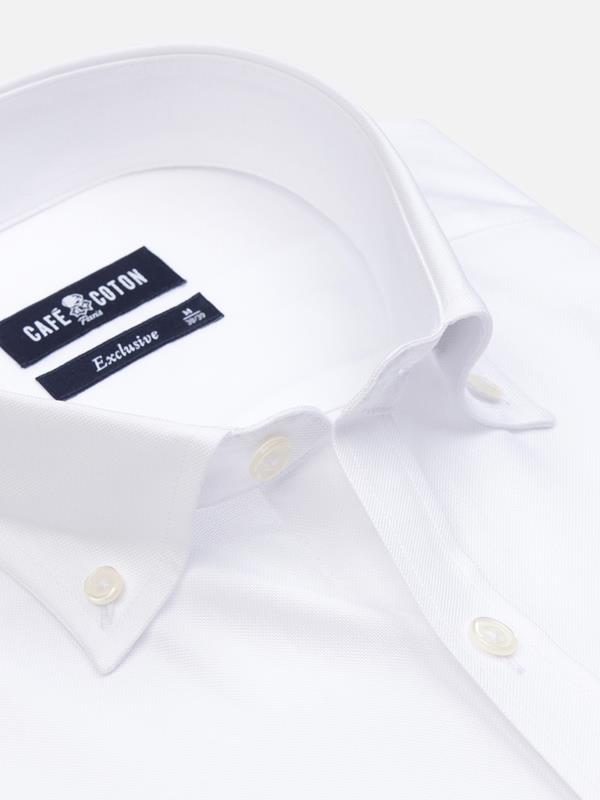 Camicia slim fit oxford bianca - Colletto abbottonato