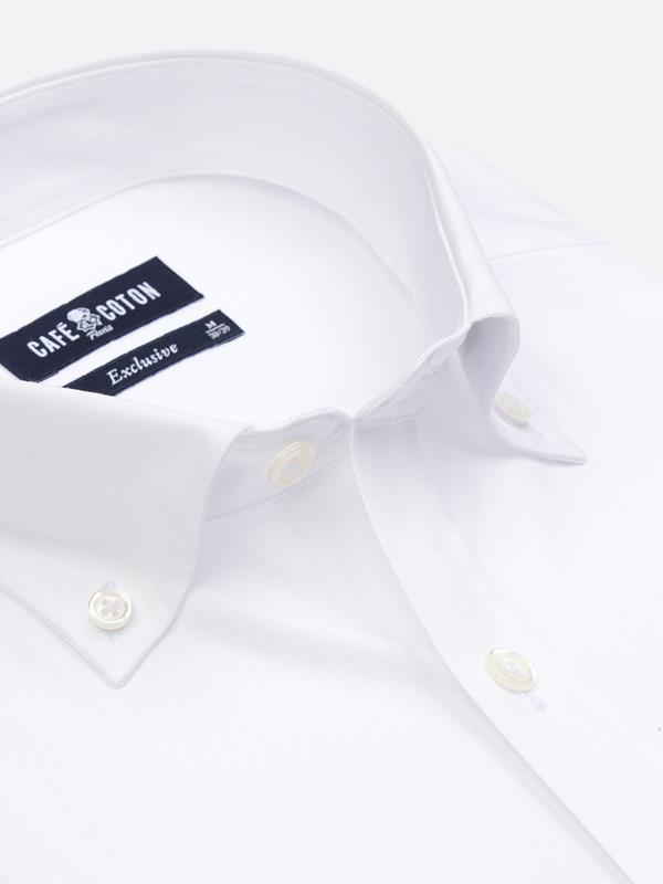 Wit speldenprik Slim fit overhemd - Button-down kraag