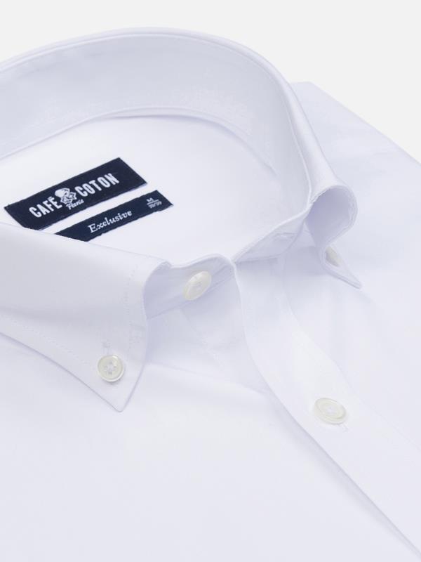 White poplin slim fit shirt - Button-down collar