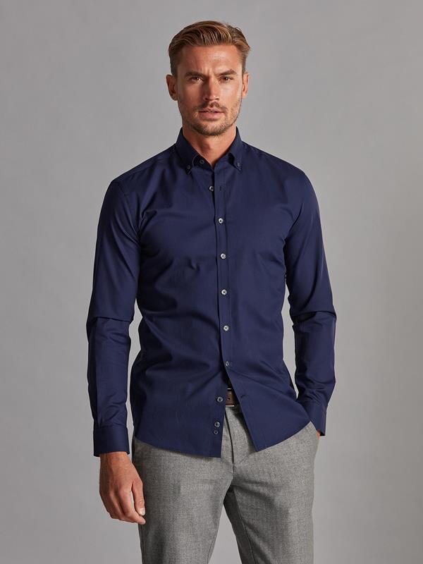 Vincennes navy fitted shirt - Button-down collar