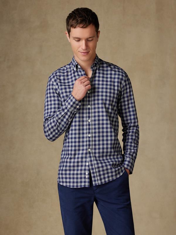 Wrighley-Tailliertes Tailliertes Hemd aus Flanell mit Karos - Buttondown Kragen