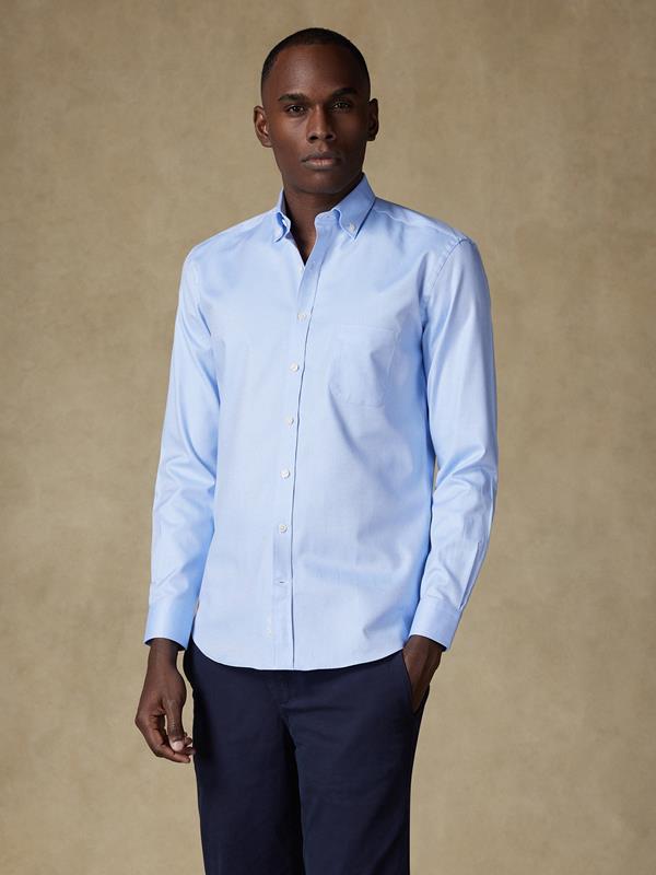 Chemise en twill ciel - Col Boutonné