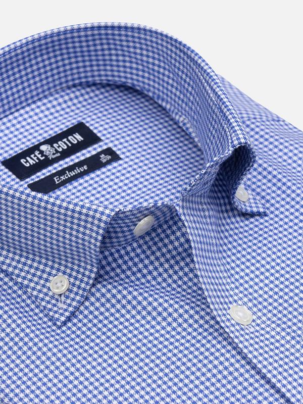 Blauw geruit overhemd  - Button-down kraag