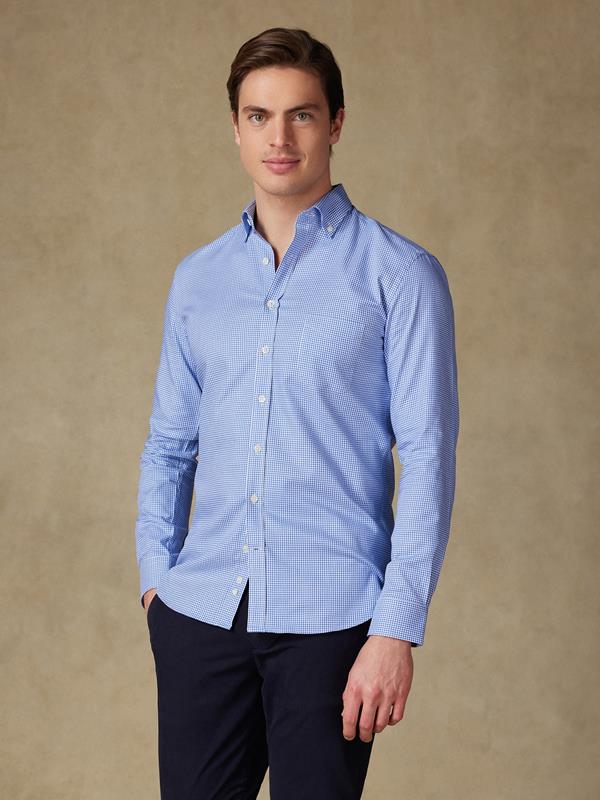 Blauw geruit overhemd  - Button-down kraag