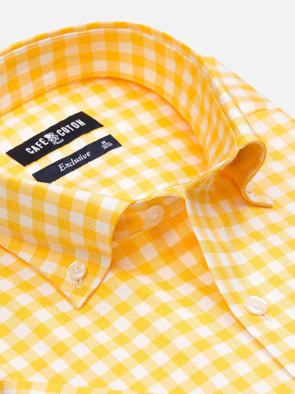 Ash geel geruit overhemd - Button-down kraag