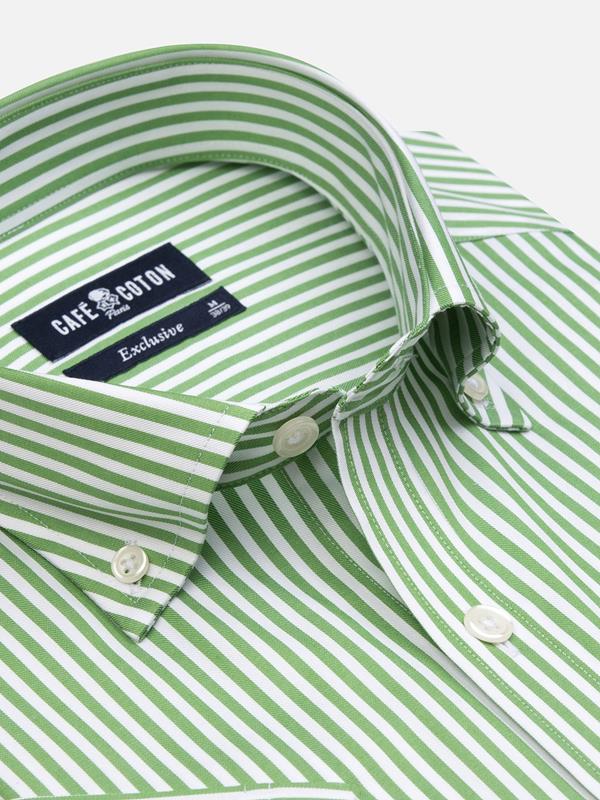 Barry groen gestreept overhemd - Button-down kraag