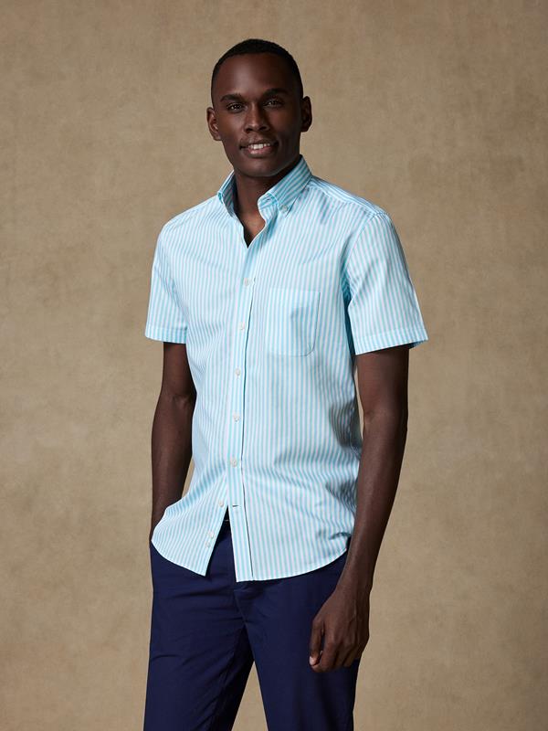 Benjy mint stripe short sleeves shirt  - Buttoned collar