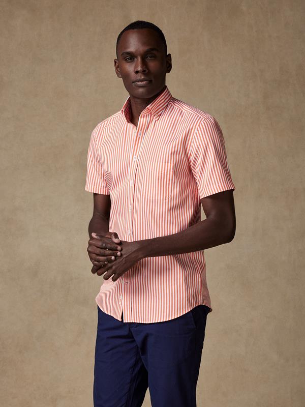 Benjy apricot stripe short sleeves shirt  - Buttoned collar