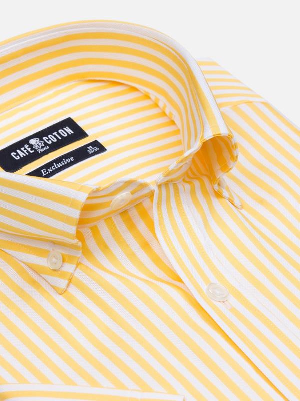 Chemise à manches courtes Benjy à rayures jaunes - Col Boutonné