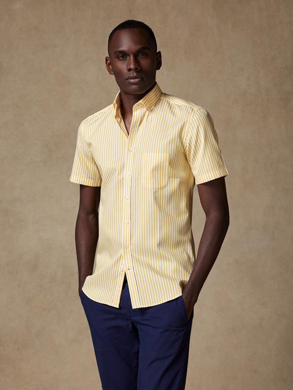 Benjy yellow stripe short sleeves shirt  - Buttoned collar