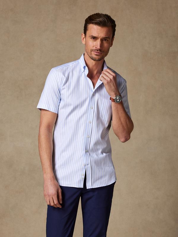 Eden sky stripe short sleeves shirt  - Buttoned collar