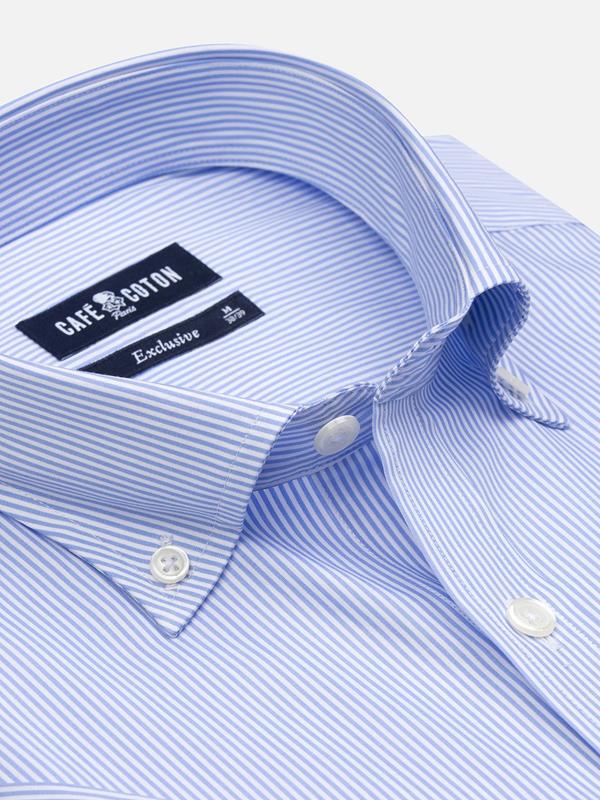 Menthon sky stripe short sleeves shirt - Button down collar
