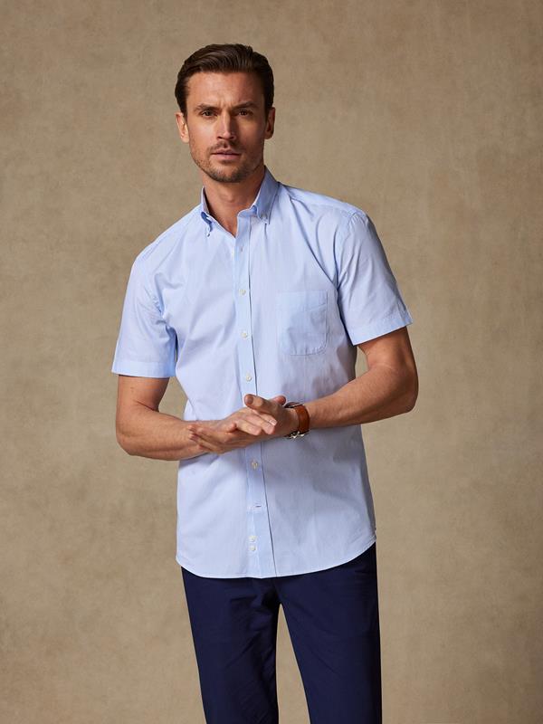 Menthon sky stripe short sleeves shirt - Button down collar
