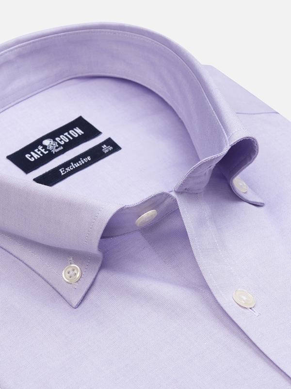 Camisa manica corta a punta viola - Colletto abbottonato