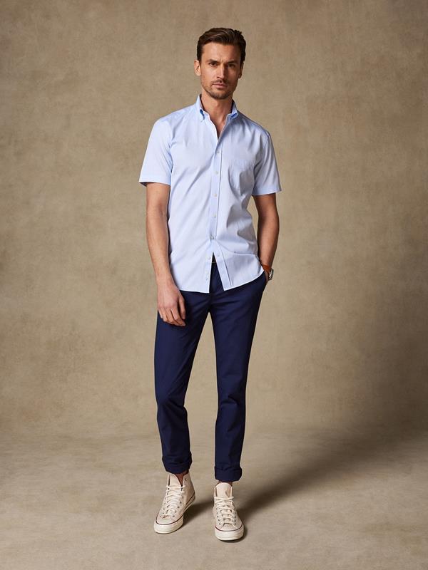 Sky blue pinpoint Short Sleeve shirt - Button-down collar