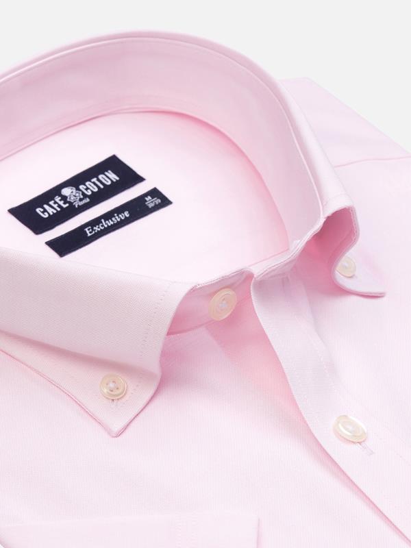 Camisa manica corta a punta rosa - Colletto abbottonato