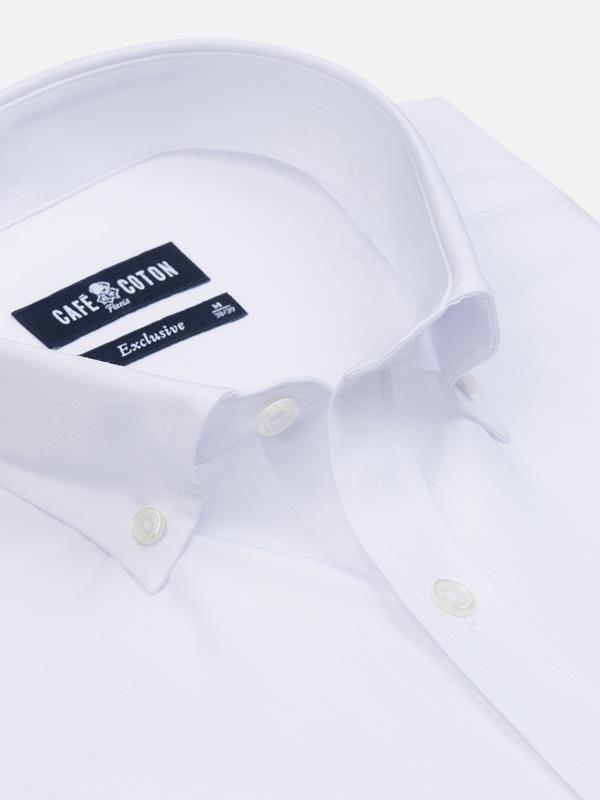 Camicia in popeline bianco - Collo abbottonato