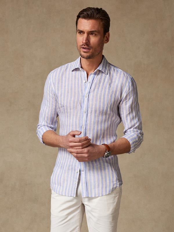 Colin shirt in blue linen stripes