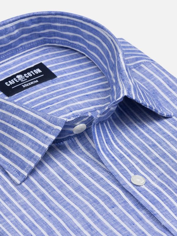 Karl shirt in blue linen stripes