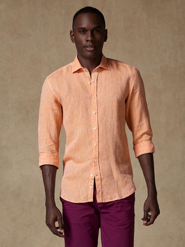 Cody slim-fit overhemd van oranje linnen
