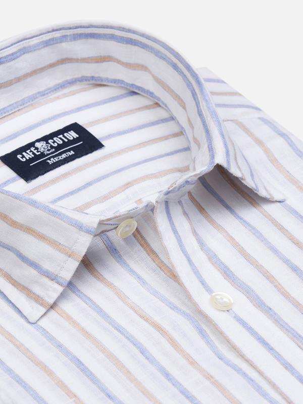 Ray slim fit shirt in sandy linen stripes 