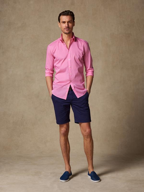 Pink cotton voile slim fit shirt