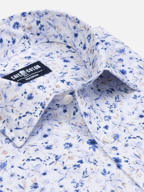 Stacy linen slim fit shirt in floral pattern 