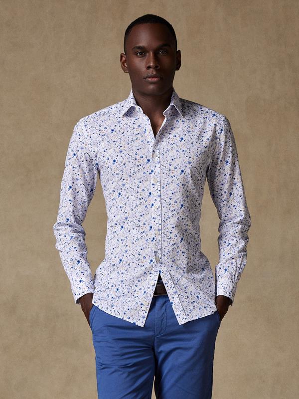 Stacy linen slim fit shirt in floral pattern 