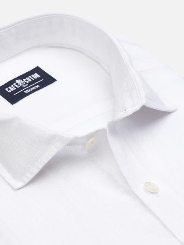 Olaf white linen slim fit shirt