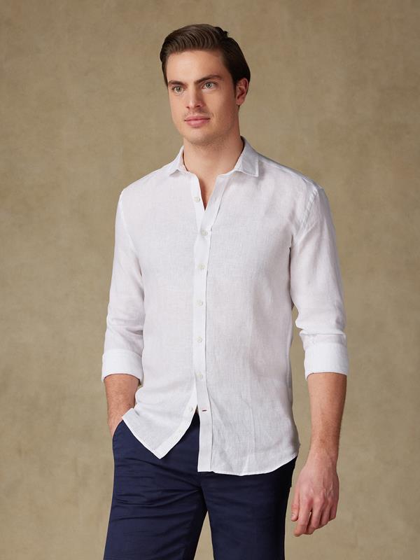 Olaf white linen slim fit shirt