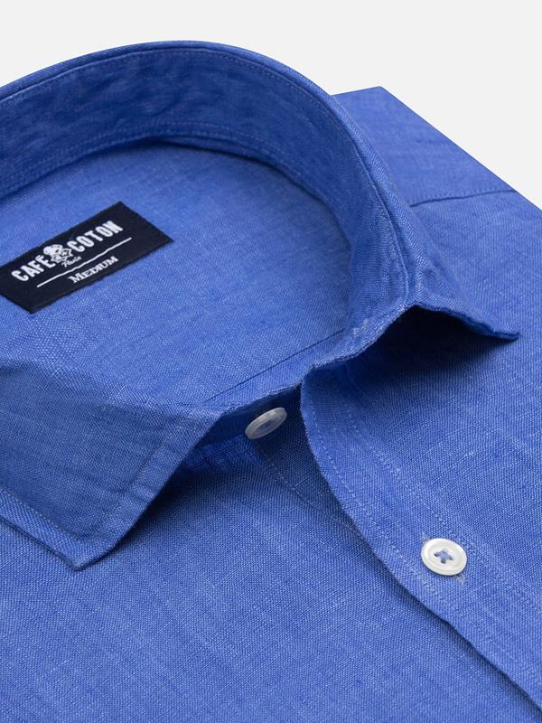 Olaf blue linen slim fit shirt